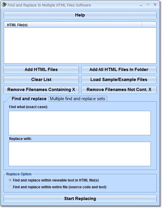 Find and Replace In Multiple HTML Files Software