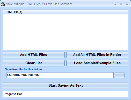 screenshot of save-multiple-html-files-as-text-files-software