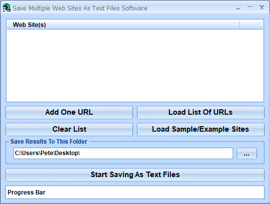 screenshot of save-multiple-web-sites-as-text-files-software