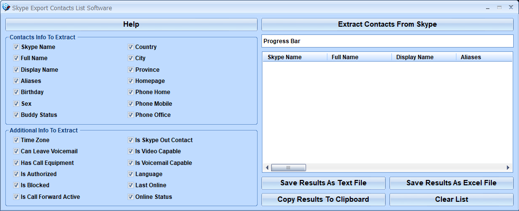 screenshot of skype-export-contacts-list-software