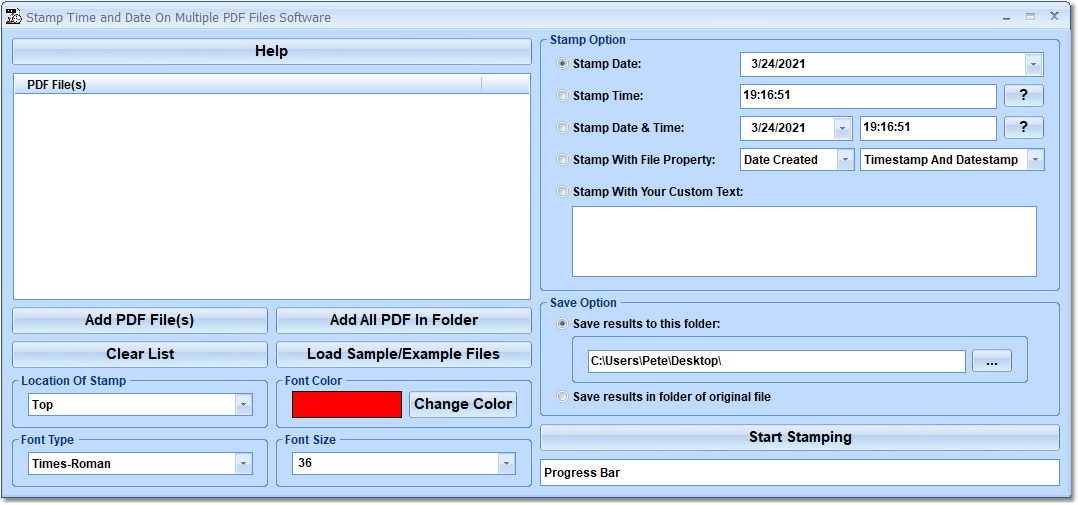 Windows 7 Stamp Time and Date On Multiple PDF Files Software 7.0 full