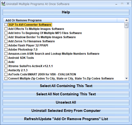 Uninstall Multiple Programs At Once Software screenshot