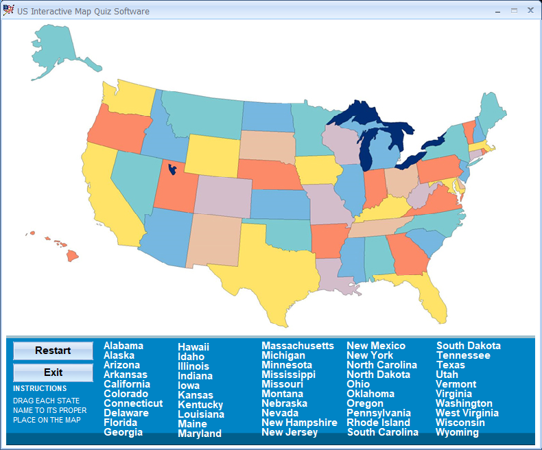 screenshot of us-interactive-map-quiz-software