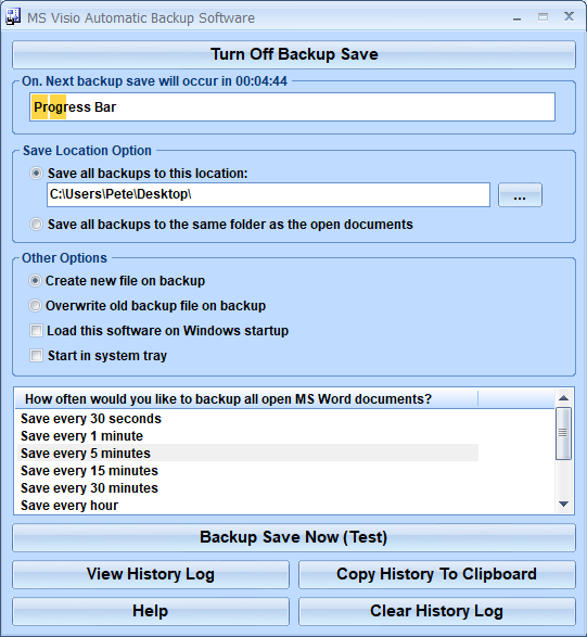 MS Visio Automatic Backup Software screenshot