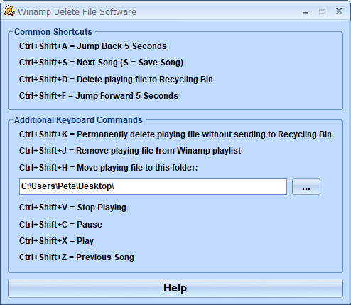 screenshot of winamp-delete-file-software