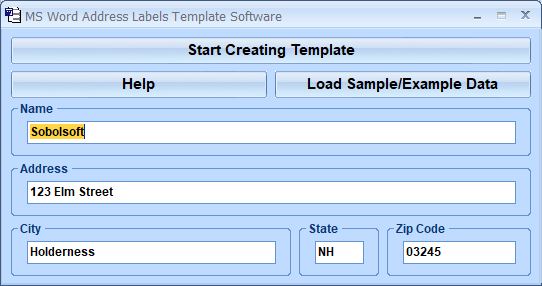 MS Word Address Labels Template Software screenshot