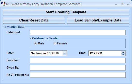 MS Word Birthday Party Invitation Template Software screenshot