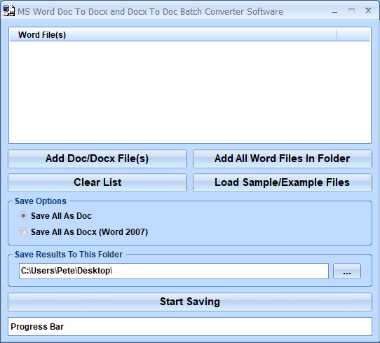 MS Word Doc To Docx and Docx To Doc Batch Converter Software 7.0 full