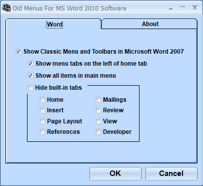 Old Menus For MS Word 2010 Software screenshot