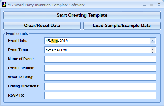 MS Word Party Invitation Template Software screenshot