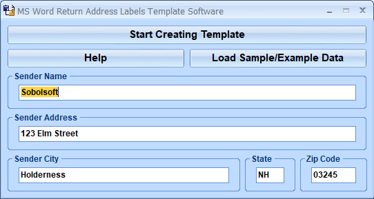 MS Word Return Address Labels Template Software screenshot